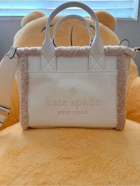 kate spade Cream Faux-Shearling Trim Small Tote